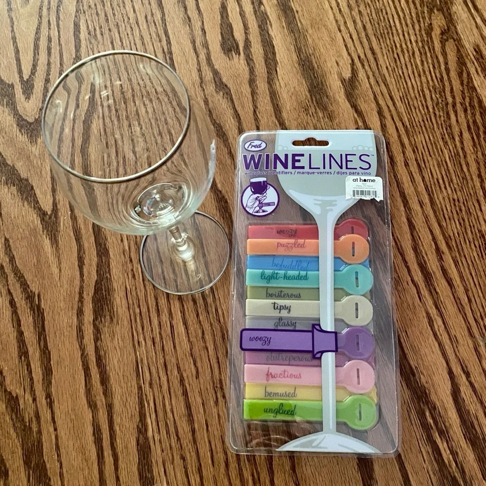 Fred Witty Multicolored Wineglass Identifiers, Drink Markers - NWT